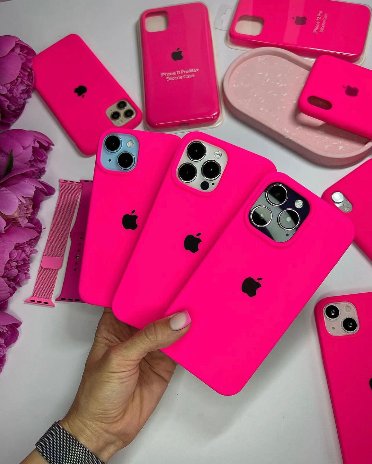 (Neon-Pink) iPhone Premium Silicone Case