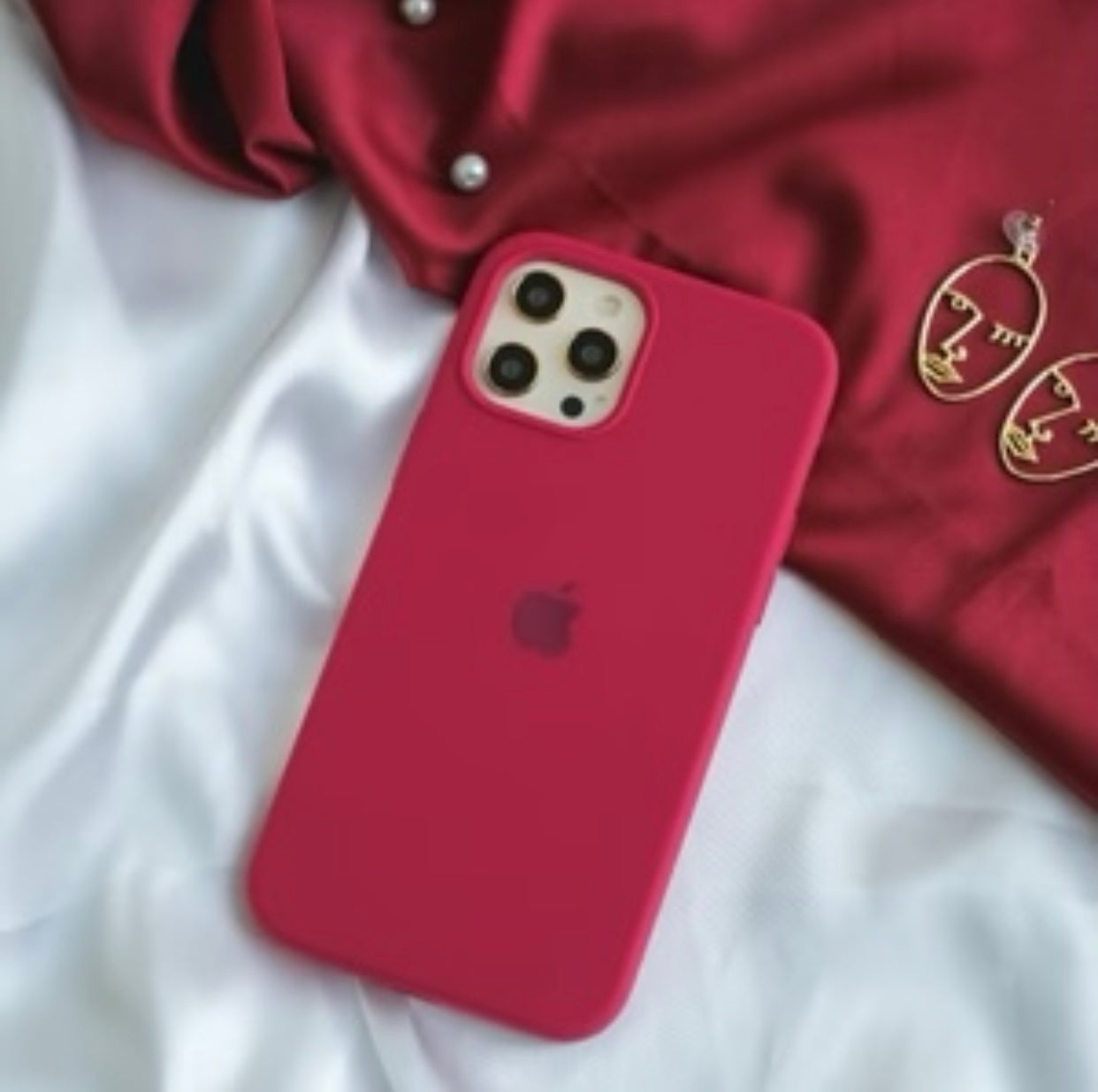 (Rose Maroon) iPhone Premium Quality Silicone Case