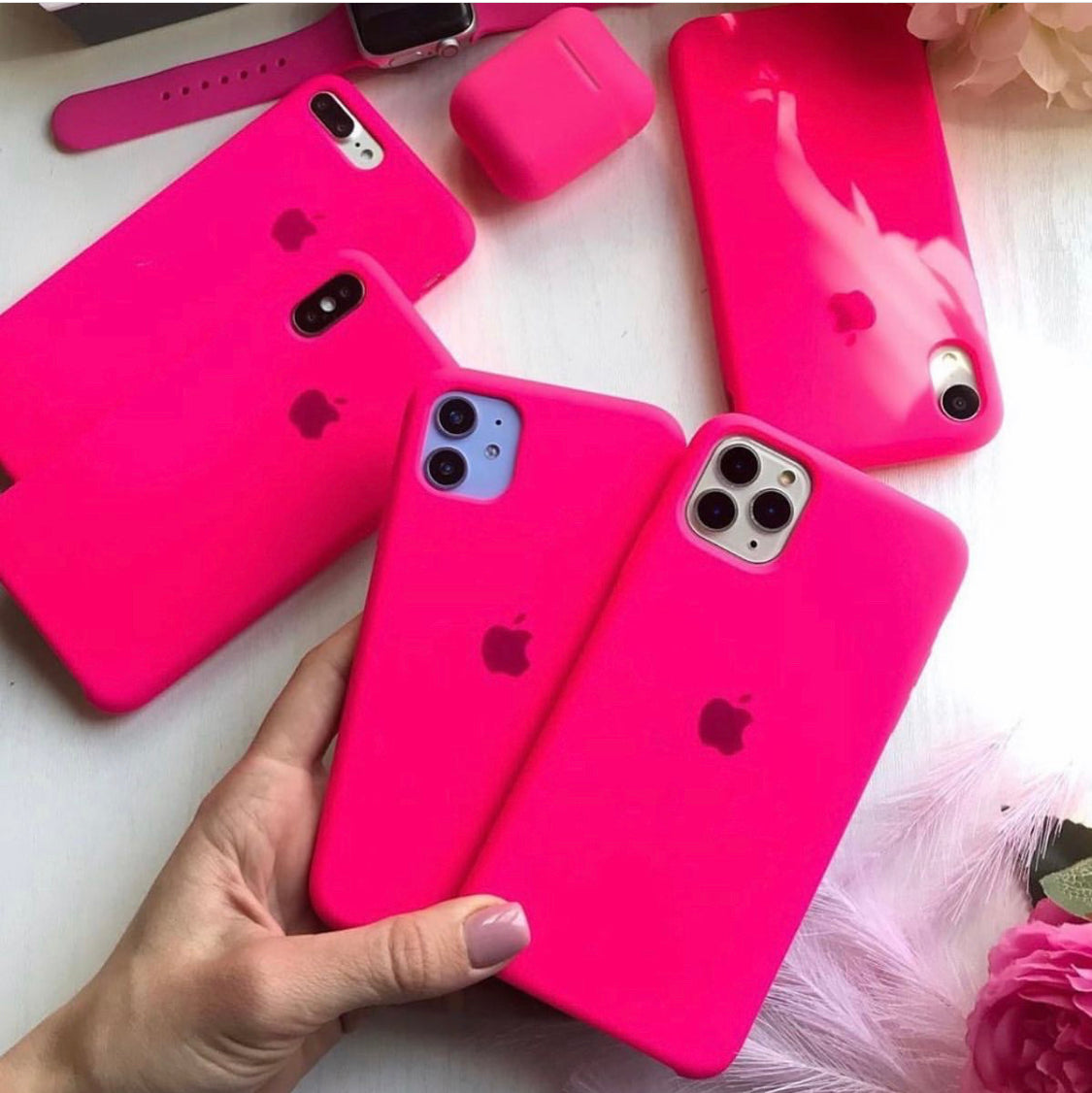 (Neon-Pink) iPhone Premium Silicone Case