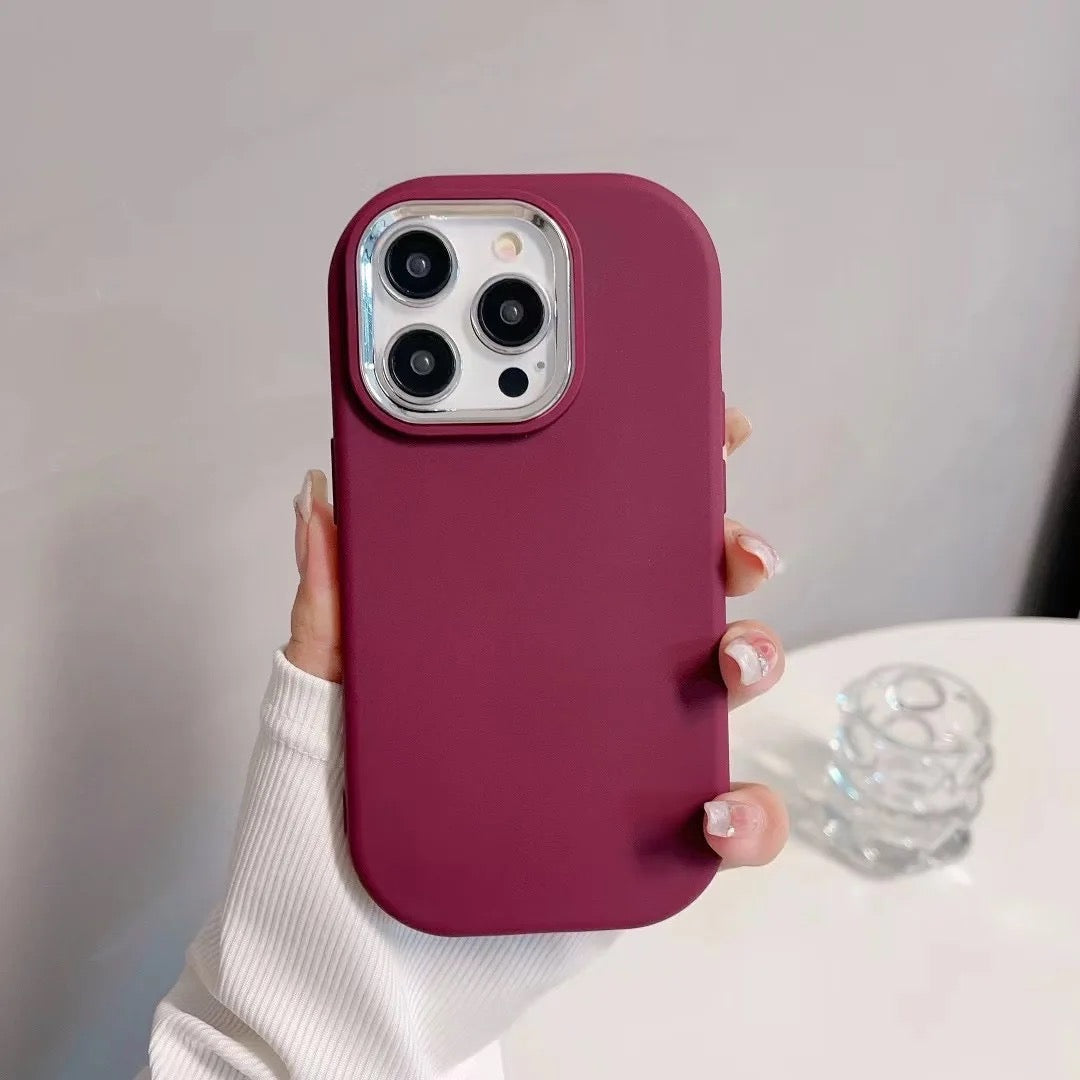 New style Luxury Silicone Case With Silver Camera Border