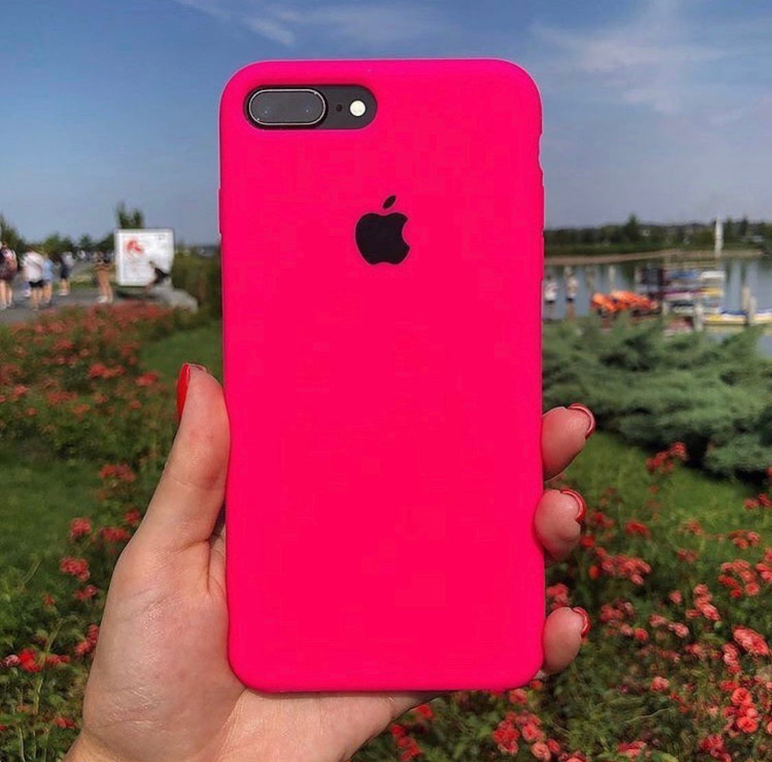 (Neon-Pink) iPhone Premium Silicone Case