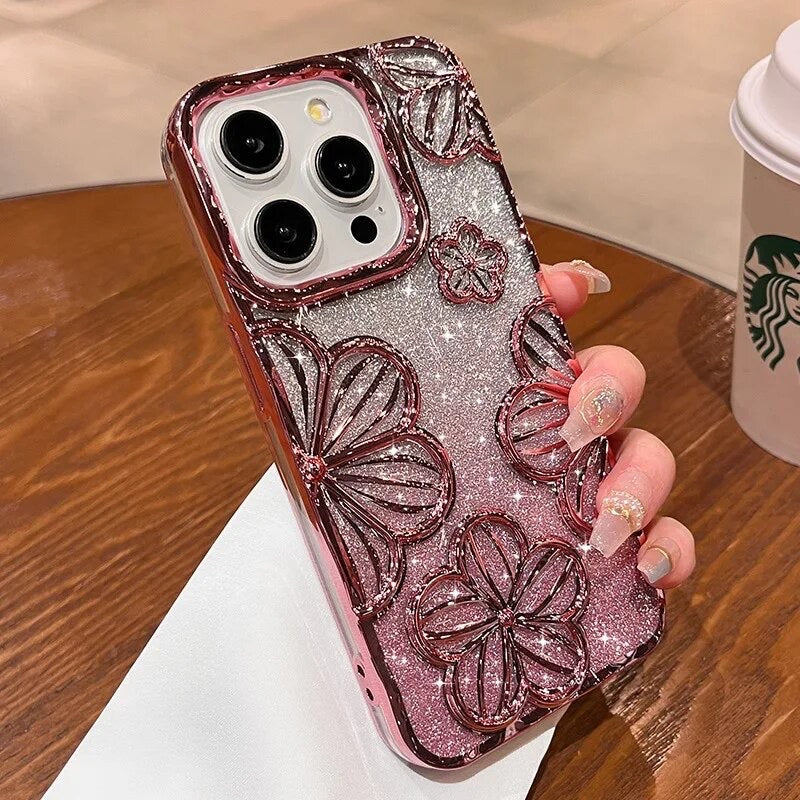 Premium Flower Shimmer Luxury Case