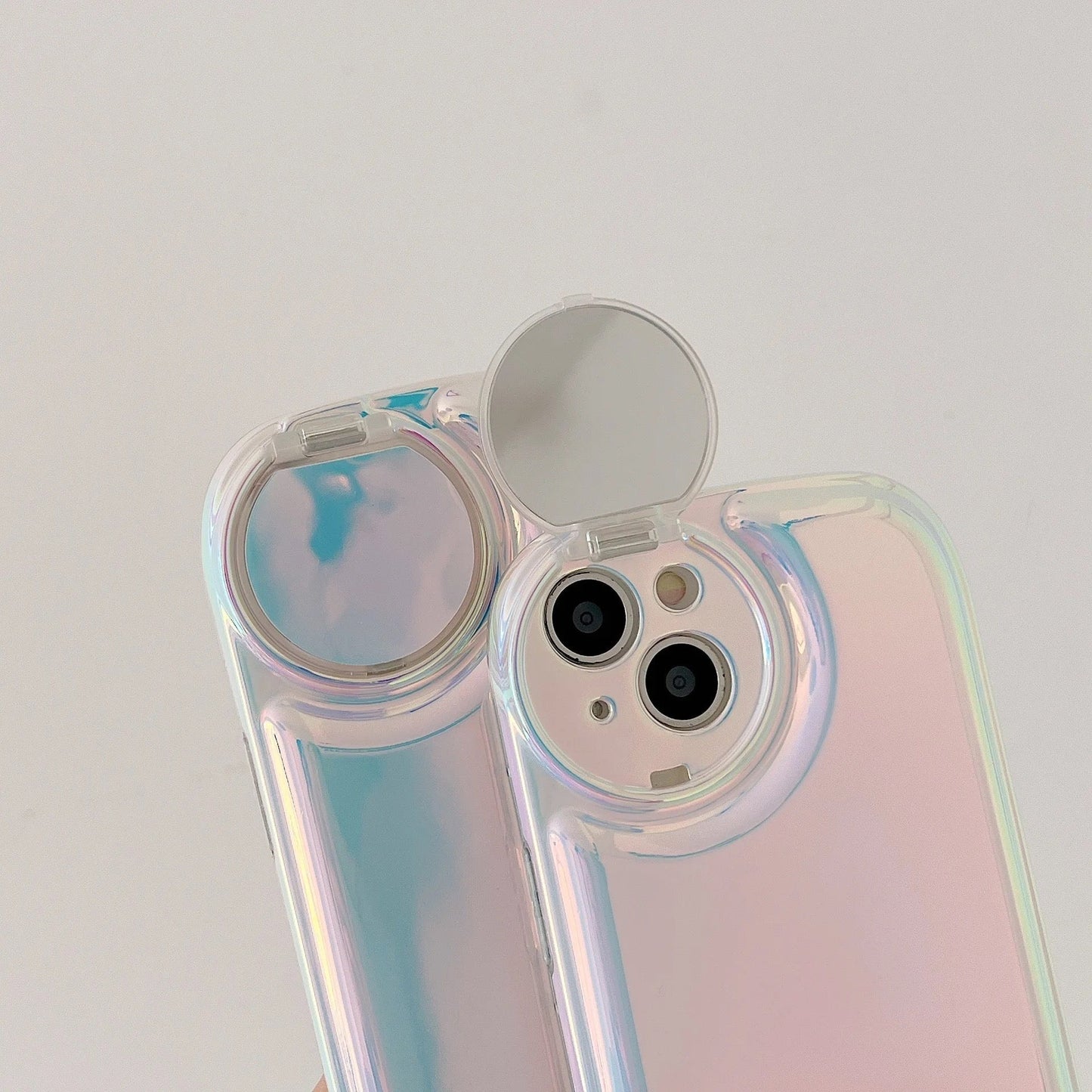 Laser Holographic Puff Flip Mirror Case  at