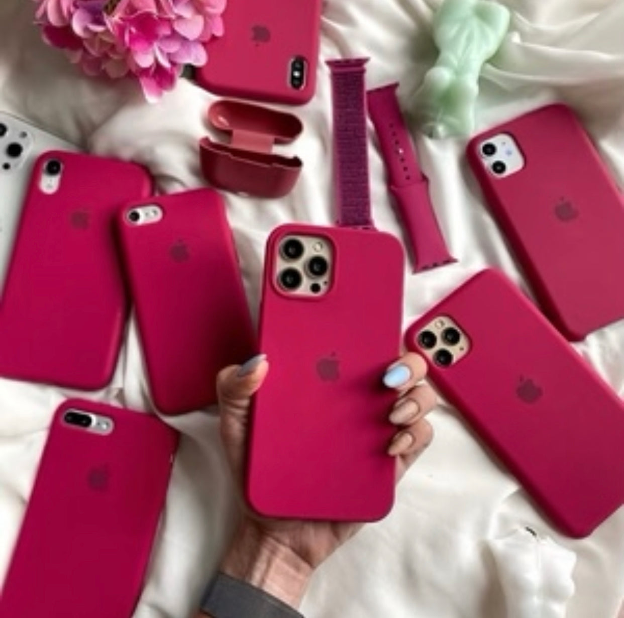 (Rose Maroon) iPhone Premium Quality Silicone Case