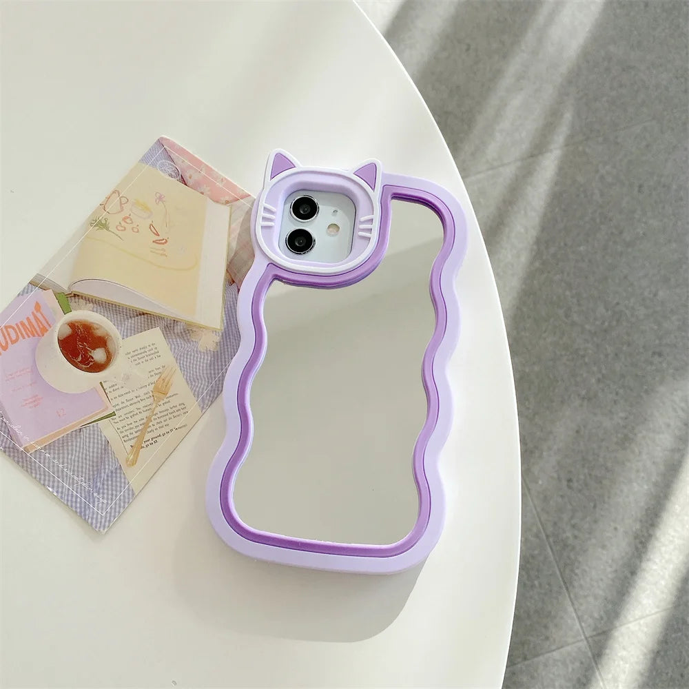 Purple Kitty Mirror Case for iPhone