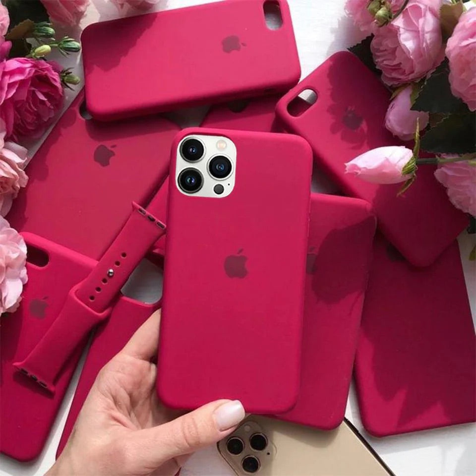 (Rose Maroon) iPhone Premium Quality Silicone Case