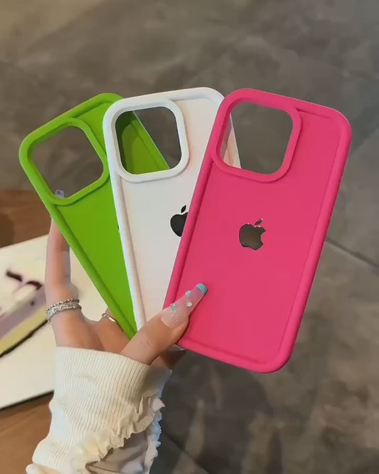 New Silver Apple Logo Silicone Coloured Solid Case! 💚