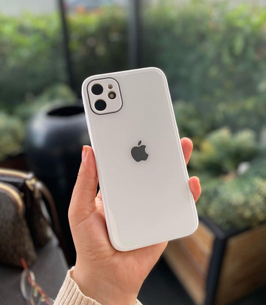 White Glass Case with apple logo