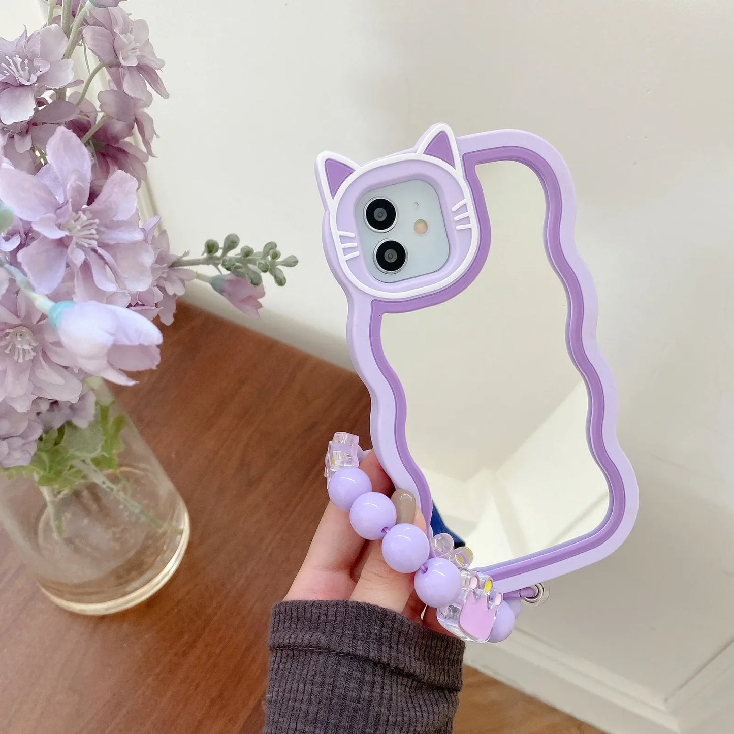 Purple Kitty Mirror Case for iPhone